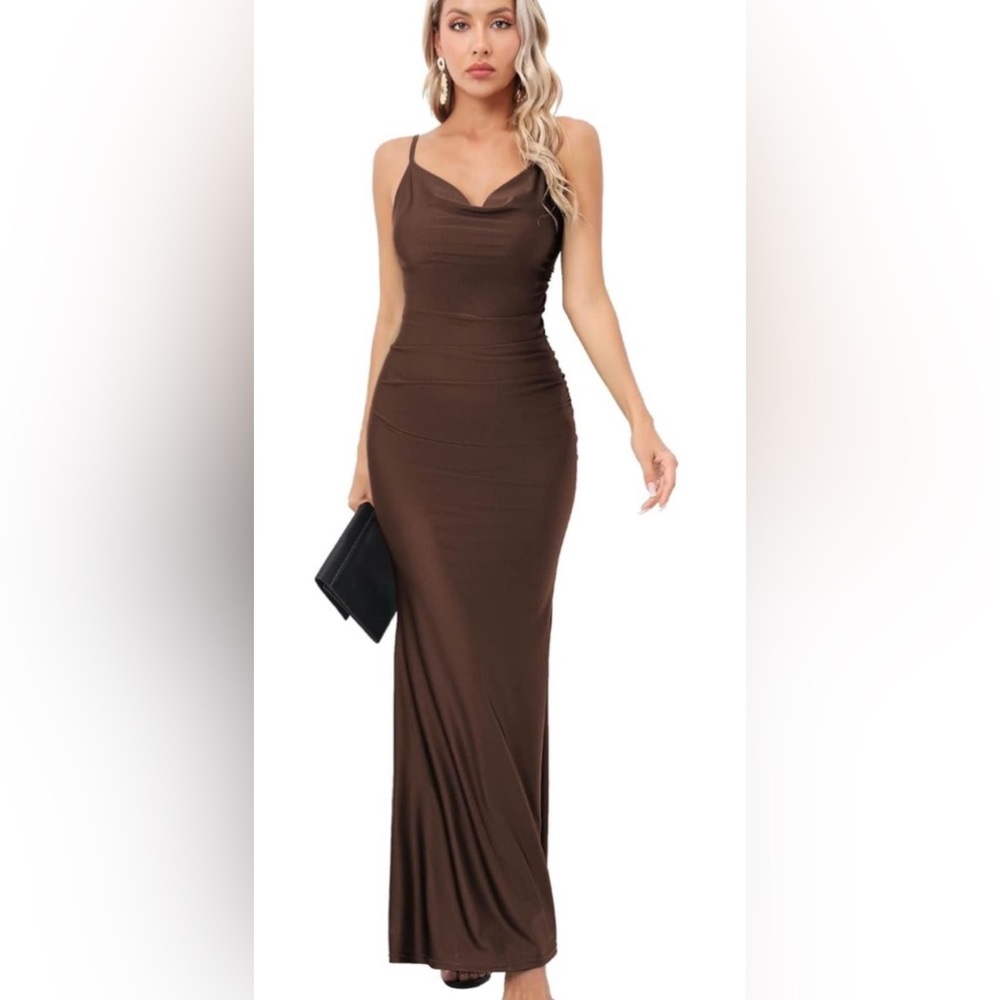 Women Drape Neck Formal Maxi Dresses